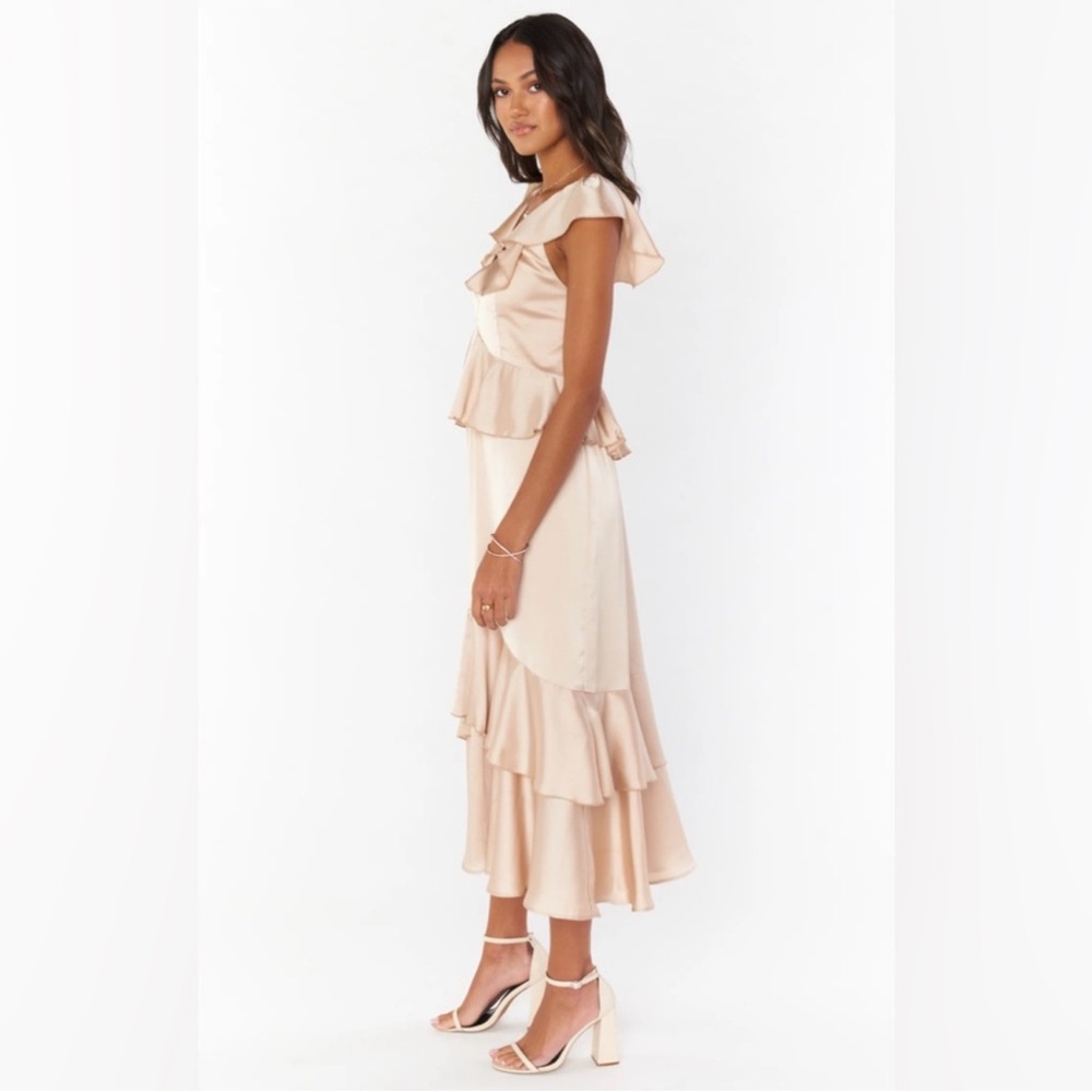 Show Me Your MuMu champagne Reese ruffle dress